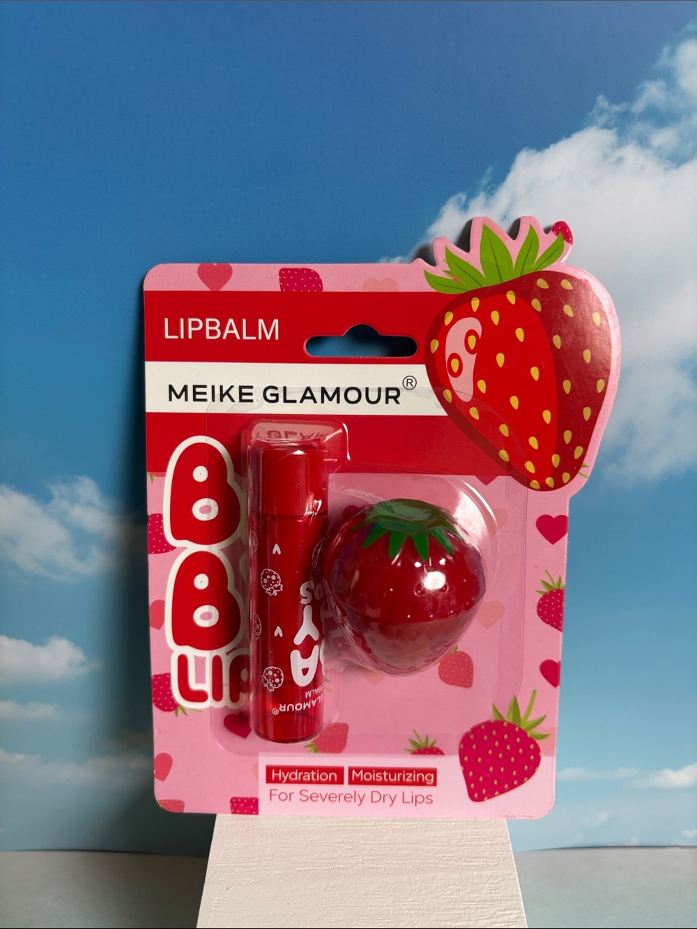 Glamour Red Strawberry Lip Balm Set